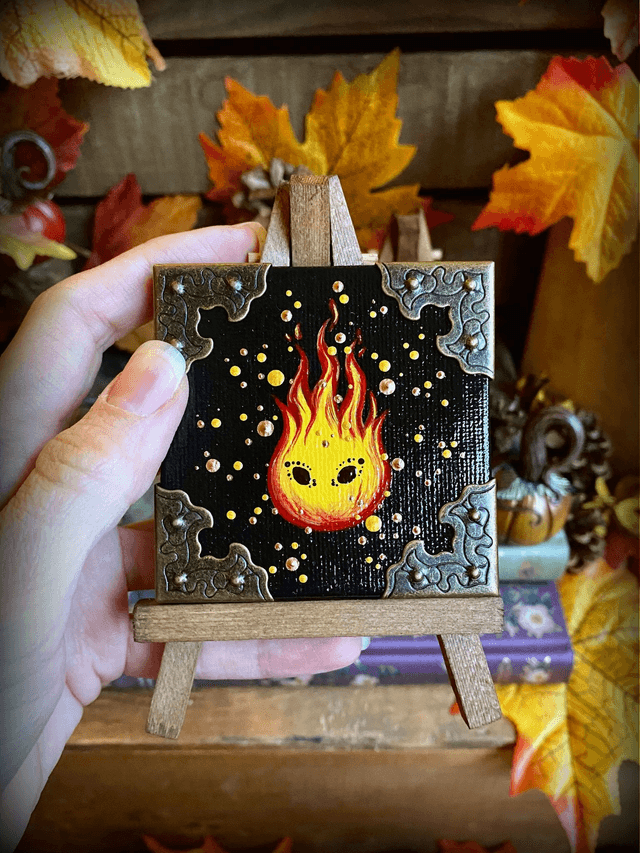 Mini toile sur chevalet Feu follet
