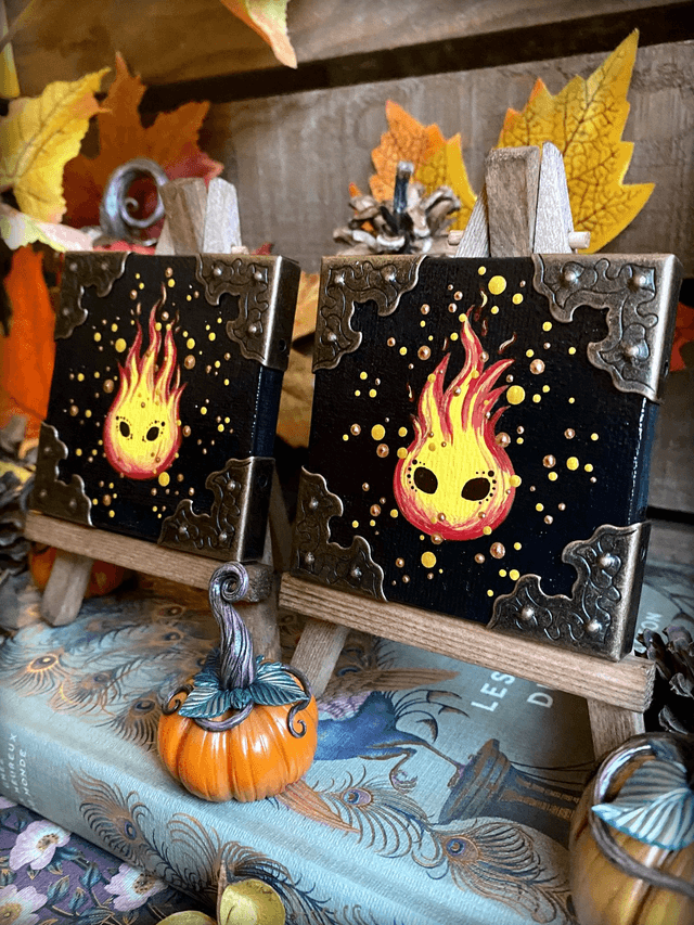 Mini toile sur chevalet Feu follet