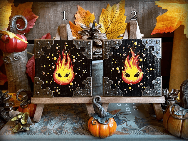 Mini toile sur chevalet Feu follet