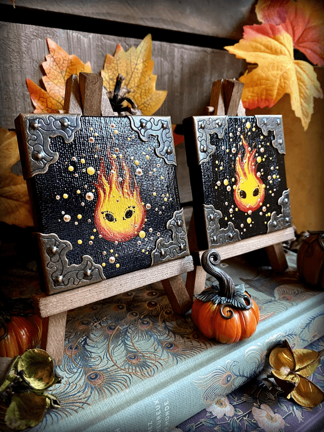 Mini toile sur chevalet Feu follet